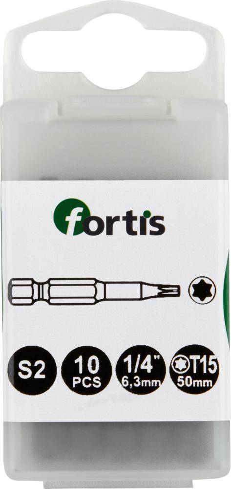 Bit zähhart 1/4" DIN3126 E6,3 T15x50mm 10er Pack FORTIS - Artikel: 4317784728966