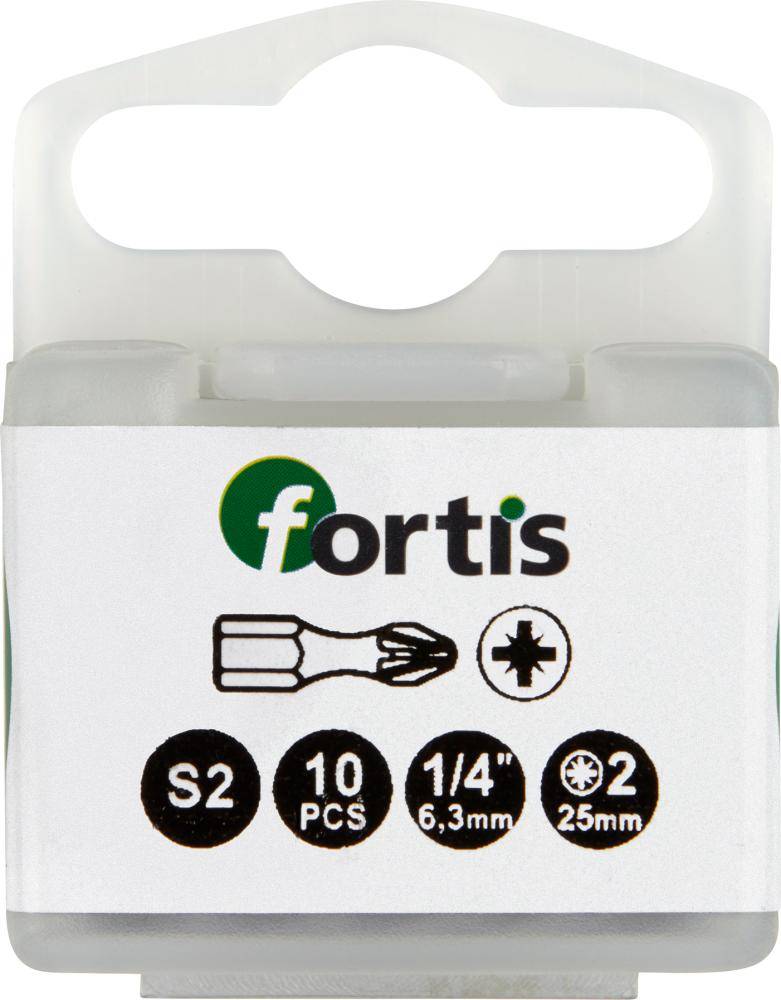 Bit Torsion 1/4" DIN3126 C6,3 PZ2x25mm 10er Pack FORTIS - Artikel: 4317784729314