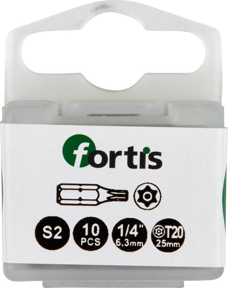 Bit zähhart 1/4" DIN3126 C6,3 T20x25mm mit Bohrung 10er Pack FORTIS - Artikel: 4317784729406