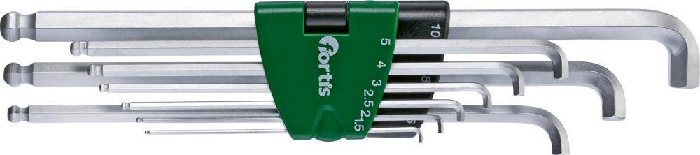 Winkelschraubendreher- Satz im Kunststoffhalter 9-teilig 1,5-10mm Stubby lang Kugelkopf FORTIS - Artikel: 4317784729451