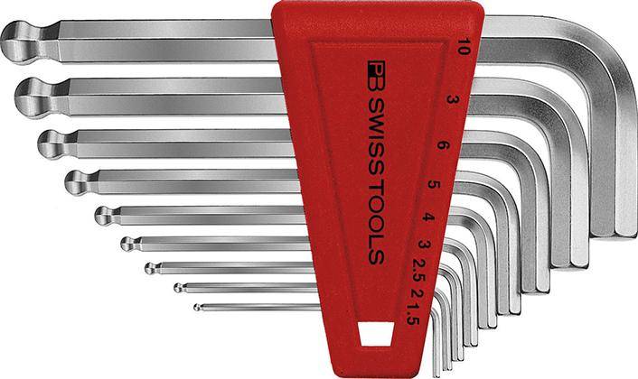 Winkelschraubendreher- Satz im Kunststoffhalter 9-teilig 1,5-10mm Kugelkopf PB Swiss Tools - Artikel: 7610733007127