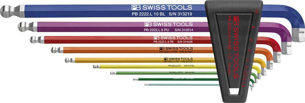 Winkelschraubendreher- Satz im Kunststoffhalter 9-teilig1,5-10 90-100GradRainbow PB Swiss Tools - Artikel: 7610733283132