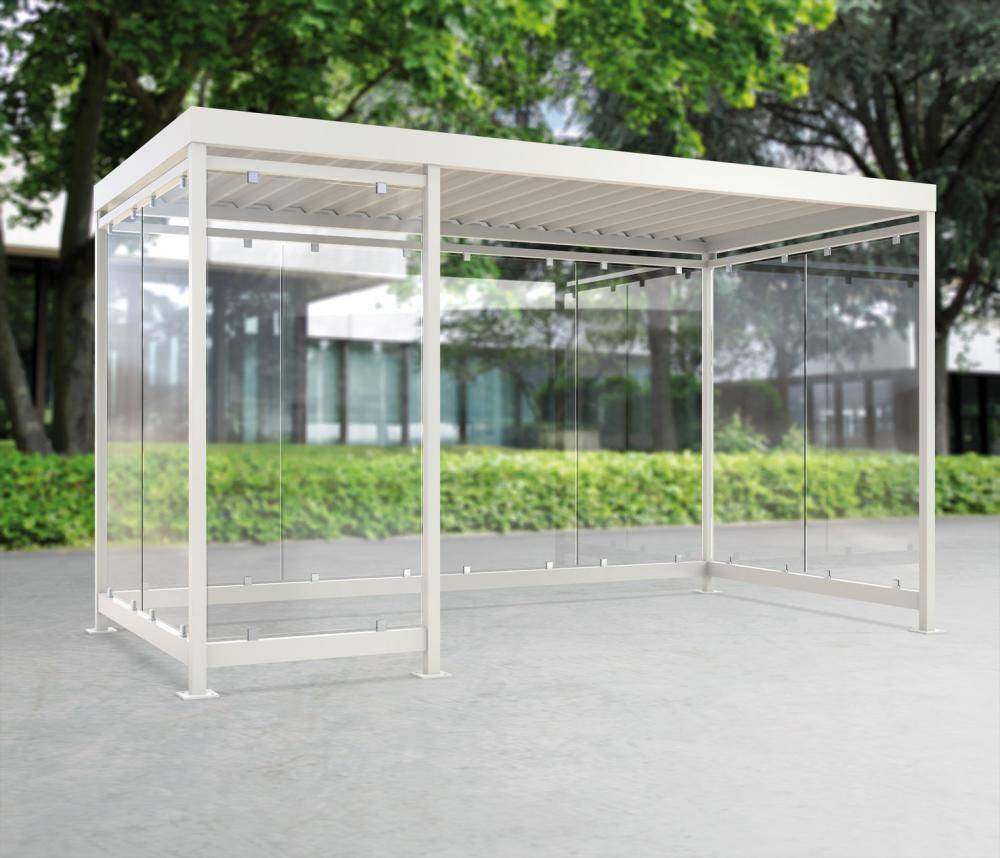 Raucherunterstand Köln K4 c/b, Ral 7016/9002 B4195xT2165xH2510 mm