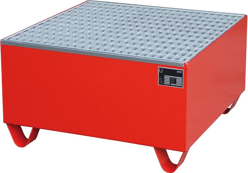 Auffangwanne mit geraden Wänden mit Gitterrost, 203 ltr. 800x800x460mm, RAL3000