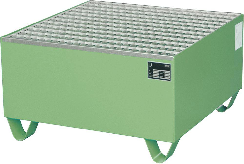 Auffangwanne mit geraden Wänden mit Gitterrost, 203 ltr. 800x800x460mm, RAL6011