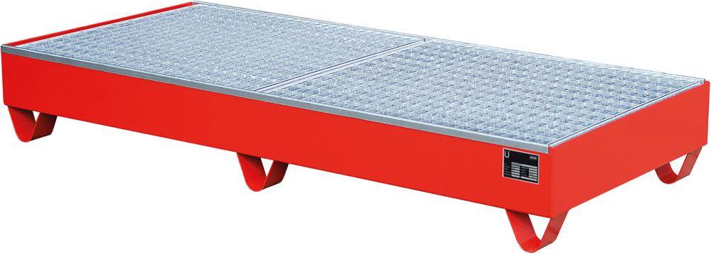Auffangwanne mit geraden Wänden mit Gitterrost, 202 ltr. 1800x800x275mm, RAL3000