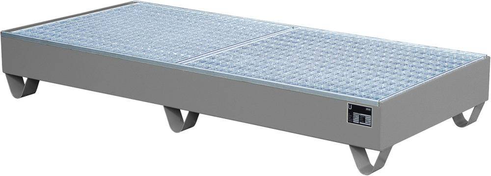 Auffangwanne mit geraden Wänden mit Gitterrost, 202 ltr. 1800x800x275mm, RAL7005
