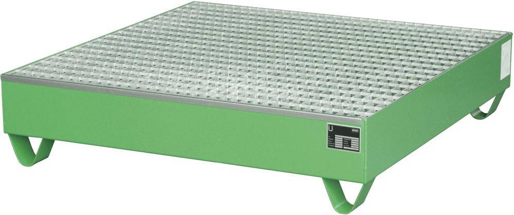 Auffangwanne mit geraden Wänden mit Gitterrost, 230 ltr. 1200x1200x285mm, RAL6011