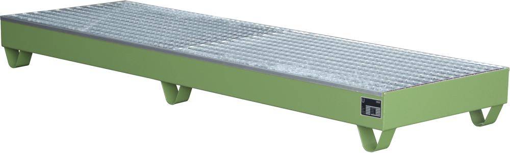Auffangwanne mit geraden Wänden mit Gitterrost, 222 ltr. 2400x800x250mm, RAL6011