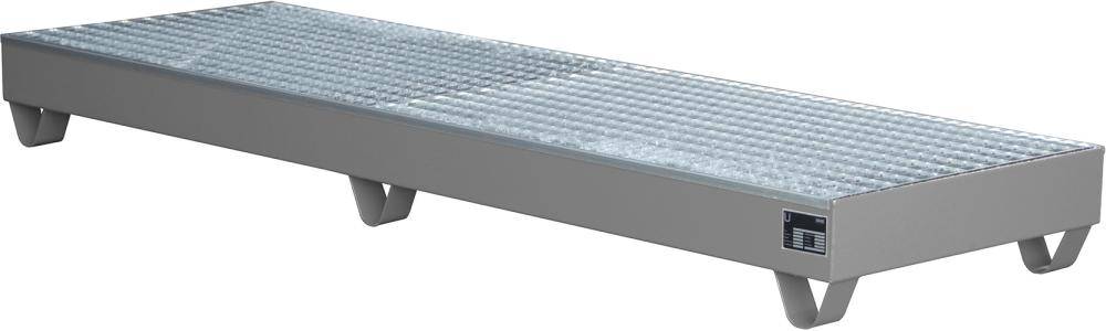 Auffangwanne mit geraden Wänden mit Gitterrost, 222 ltr. 2400x800x250mm, RAL7005
