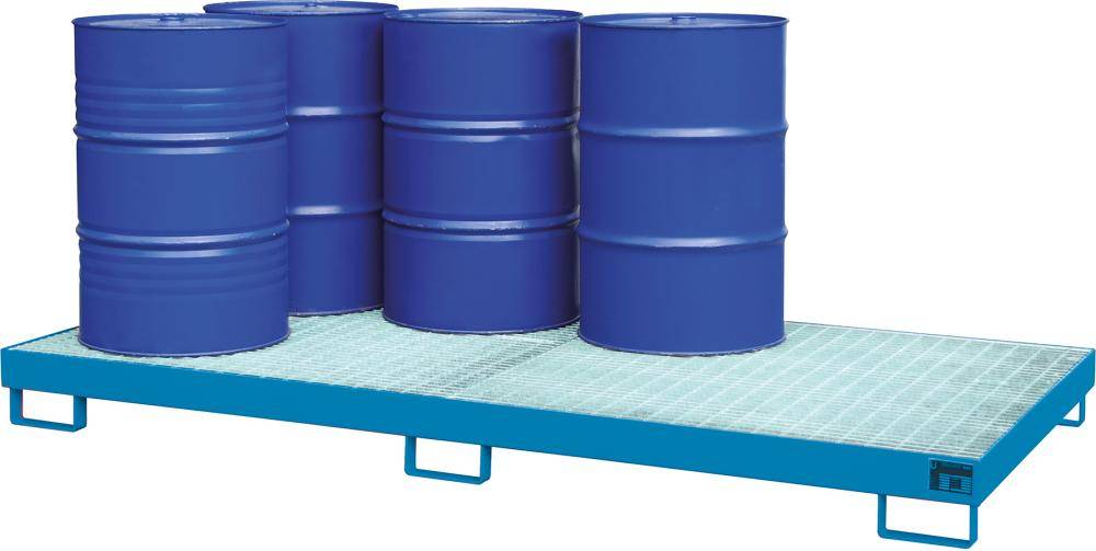 Auffangwanne mit geraden Wänden mit Gitterrost, 240 ltr. 2650x1300x210mm, RAL5012