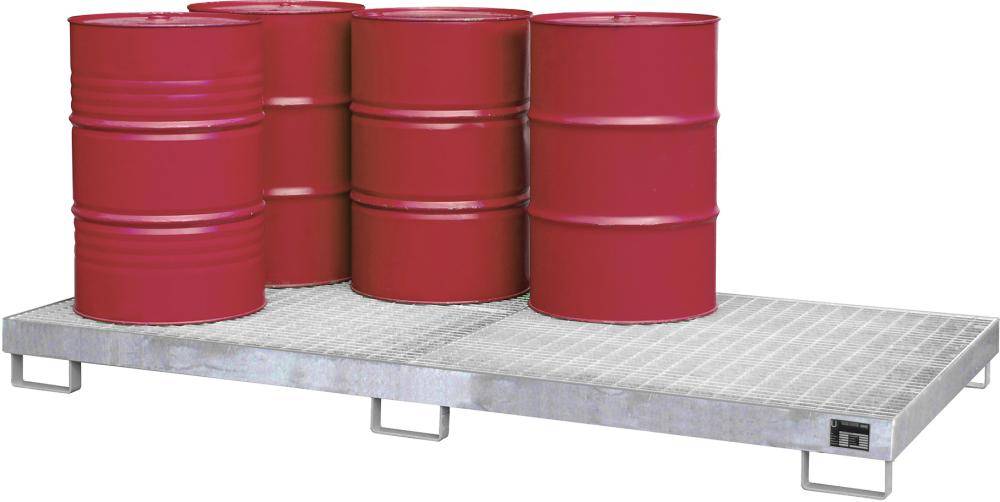 Auffangwanne mit geraden Wänden mit Gitterrost, 240 ltr. 2650x1300x210mm, verzinkt