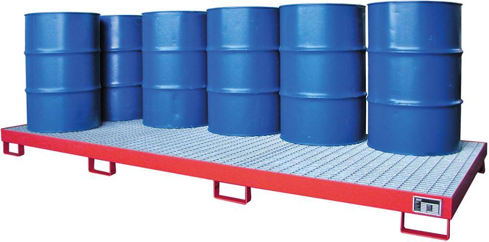 Auffangwanne mit geraden Wänden mit Gitterrost, 240 ltr. 3250x1300x190mm, RAL3000