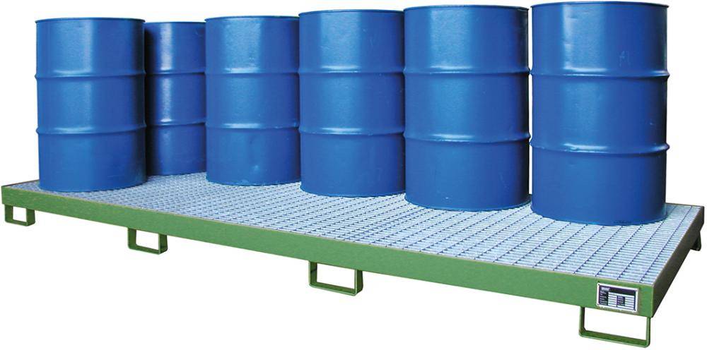 Auffangwanne mit geraden Wänden mit Gitterrost, 240 ltr. 3250x1300x190mm, RAL6011