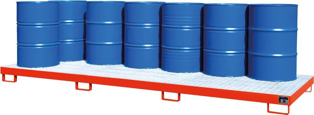 Auffangwanne mit geraden Wänden mit Gitterrost, 335 ltr. 3850x1300x200mm, RAL3000
