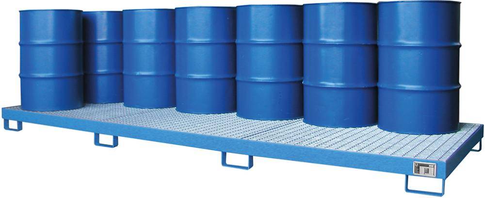 Auffangwanne mit geraden Wänden mit Gitterrost, 335 ltr. 3850x1300x200mm, RAL5012