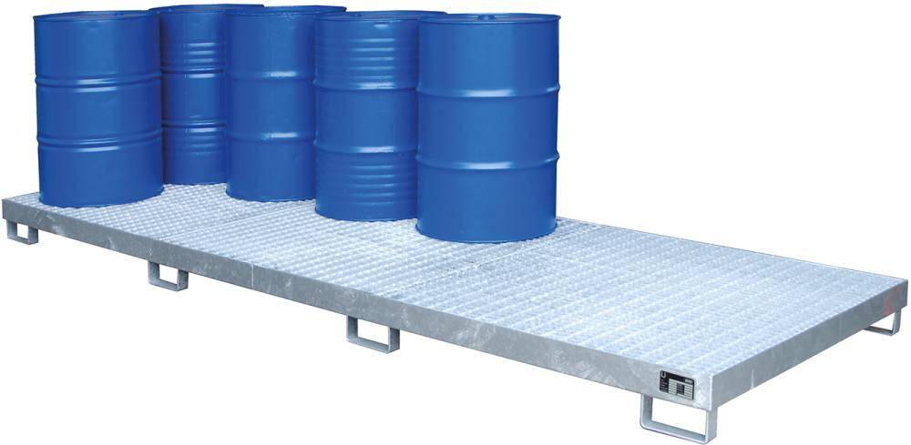 Auffangwanne mit geraden Wänden mit Gitterrost, 335 ltr. 3850x1300x200mm, verzinkt