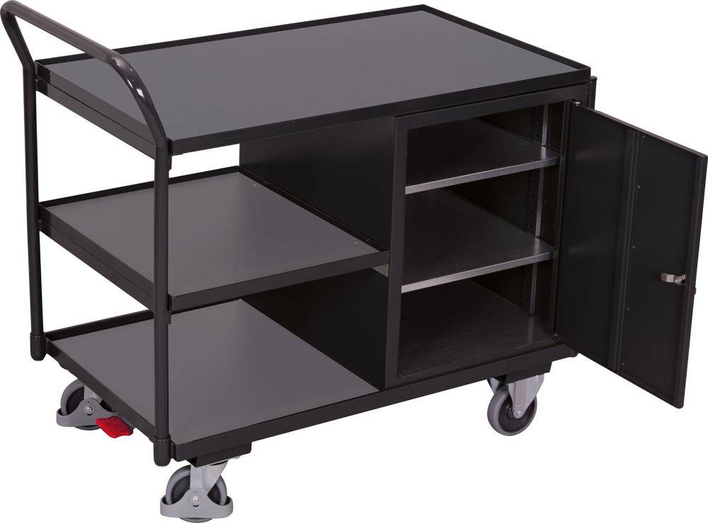 Tischwagen 250kg B1125xT625xH1010mm RAL 7035/7016 1 Schrank,3 Ladeflächen - Artikel: 7830205851