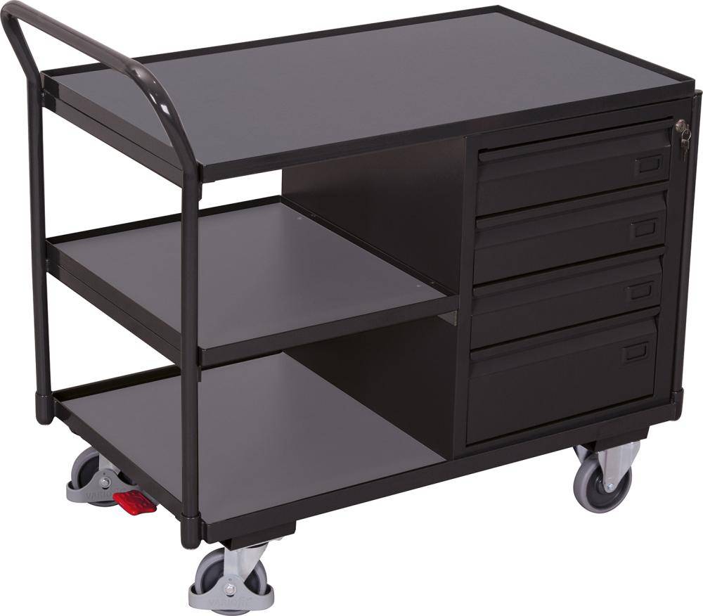 Tischwagen 250kg B1125xT625xH1010mm RAL 7035/7016 4 Schubladen,3Ladeflächen - Artikel: 7830205853