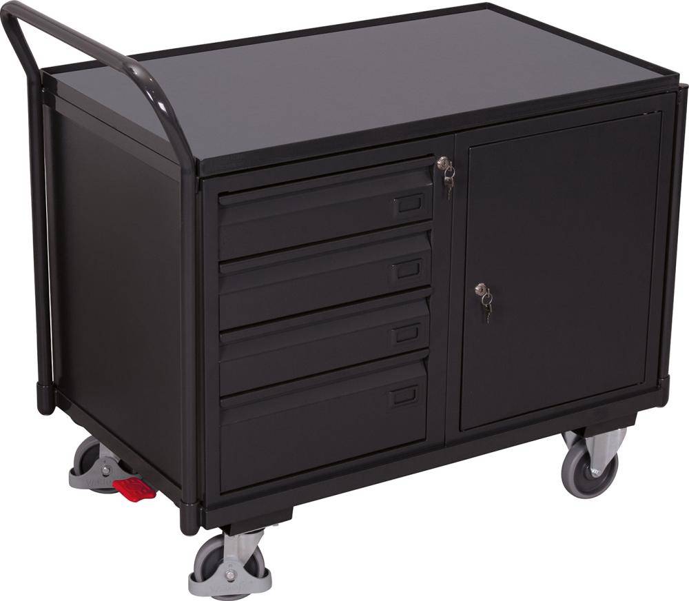 Tischwagen 250kg B1125xT625xH1010mm RAL 7035/7016 4 Schubladen, 1 Schrank - Artikel: 7830205855