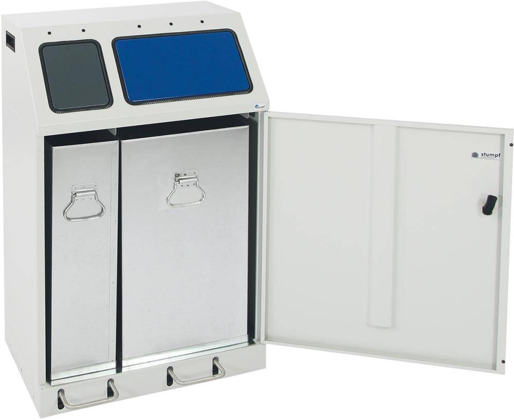 Wertstoffsammler mi Fußbedienung 580x380x920, RAL 7035 1x30, 1x60l - Artikel: 7830305781