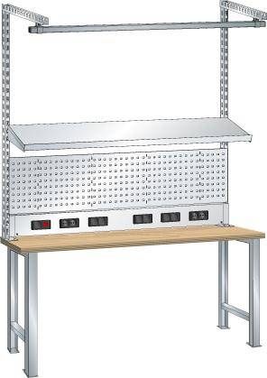 Aufbau für Werkbank RAL 5012 B1500xH1590mm Typ DE/Schutzkontakt