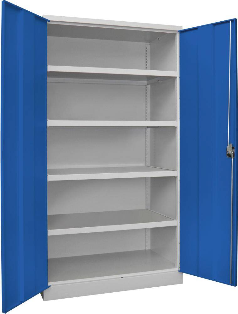 Schwerlastschrank m.TürenB1040xT630xH1950 mm 4 Böden RAL 7035/5010 - Artikel: 7830354227