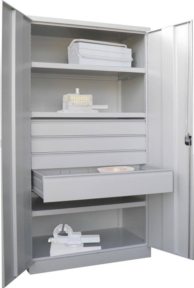 Schwerlastschrank m.TürenB1040xT630xH1950 mm 3 FB, SL 3xFH 125,1x175mmRAL 7035 - Artikel: 7830354238