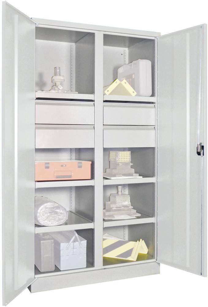 Schwerlastschrank m.TürenB1040xT630xH1950 mm 6 FB, SL 4 x FH 175 mm RAL 7035 Mittelwand - Artikel: 7830354282