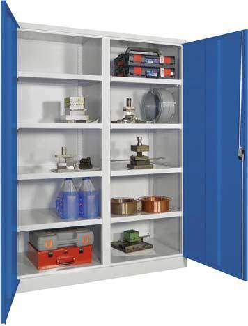 Schwerlastschrank m.TürenB1470xT630xH1950 mm 8 Böden RAL 7035/5012 Mittelwand - Artikel: 7830354288