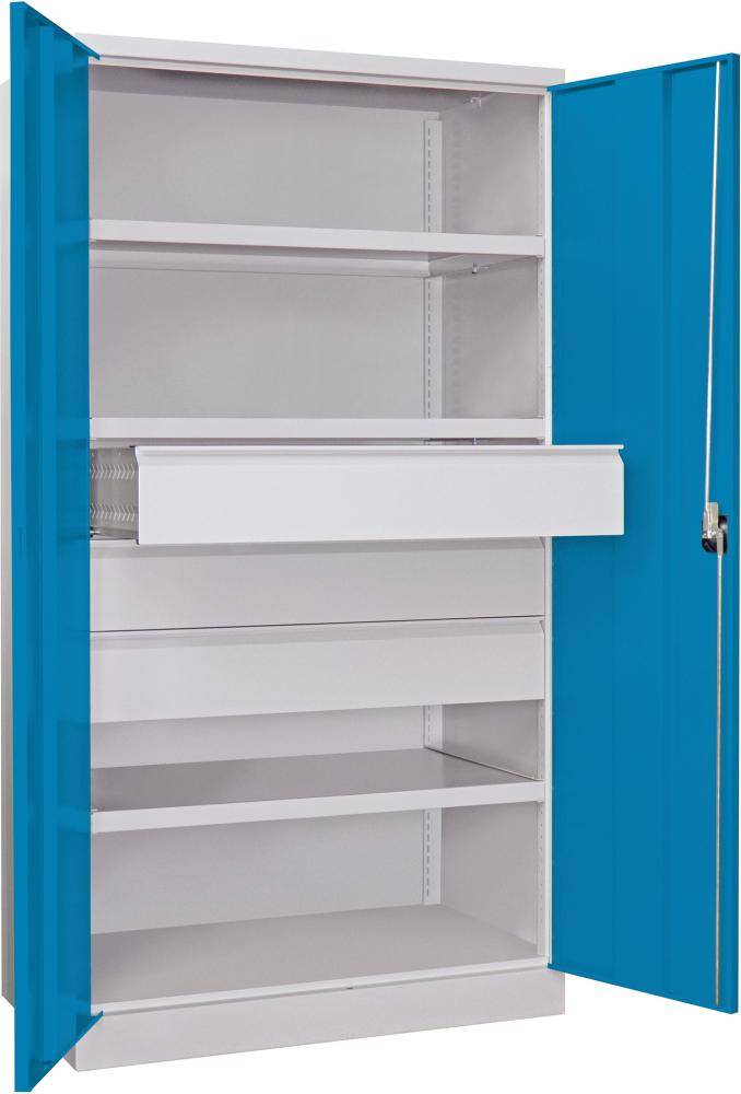 Schwerlastschrank m.TürenH1950xB1040xT630 mm 3 FB, SL 3 x FH 175 mm RAL 7035 - Artikel: 7830354306