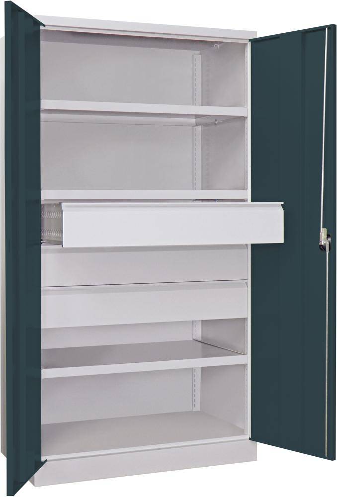 Schwerlastschrank m.TürenB1040xT630xH1950 mm 3 FB, SL 3 x FH 175 mm RAL 7035/7016 - Artikel: 7830354233