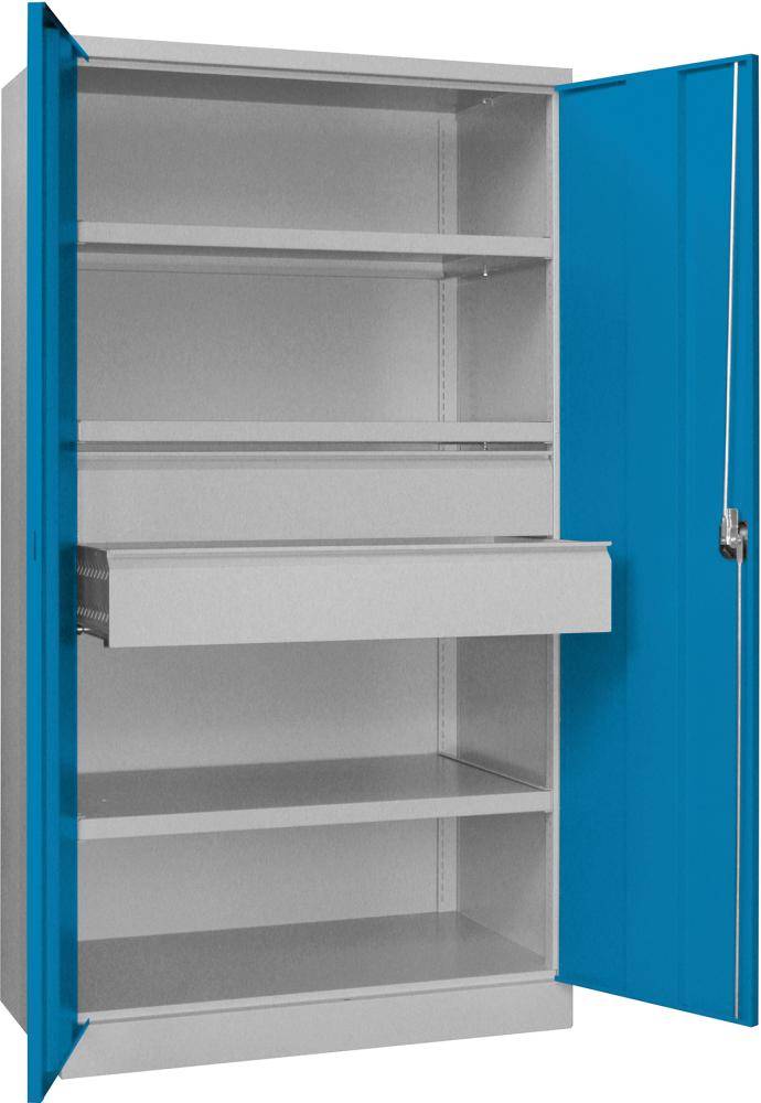 Schwerlastschrank m.TürenB1040xT630xH1950 mm 3 FB, SL 2 x FH 175 mm RAL 7035/5012 - Artikel: 7830354252