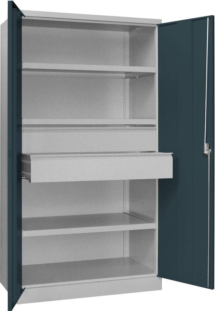 Schwerlastschrank m.TürenB1040xT630xH1950 mm 3 FB, SL 2 x FH 175 mm RAL 7035/7016 - Artikel: 7830354253