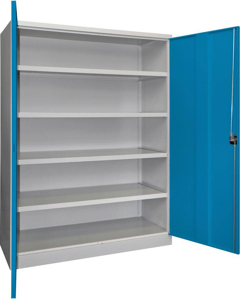 Schwerlastschrank m.TürenH1950xB1470xT630 mm 4 Böden RAL 7035 - Artikel: 7830354330