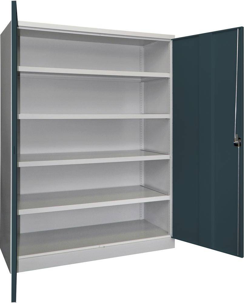 Schwerlastschrank m.TürenB1470xT630xH1950 mm 4 Böden RAL 7035/7016 - Artikel: 7830354257