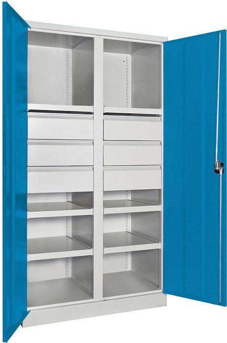 Schwerlastschrank m.TürenH1950xB1040xT630 mm 6 FB, SL 6 x FH 175 mm RAL 7035 Mittelwand - Artikel: 7830354338