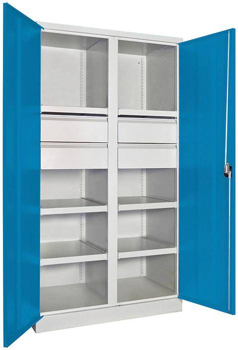 Schwerlastschrank m.TürenH1950xB1040xT630 mm 6 FB, SL 4 x FH 175 mm RAL 7035 Mittelwand - Artikel: 7830354358
