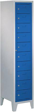 Schließfachschrank H1850xB400xT500 mm 1x10 Fächer, Füße RAL 7035/5010 - Artikel: 7830354453