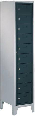 Schließfachschrank H1850xB400xT500 mm 1x10 Fächer, Füße RAL 7035/7016 - Artikel: 7830354455