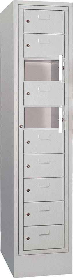 Schließfachschrank H1850xB400xT500 mm 1x10 Fächer, Sockel RAL 7035 - Artikel: 7830354456