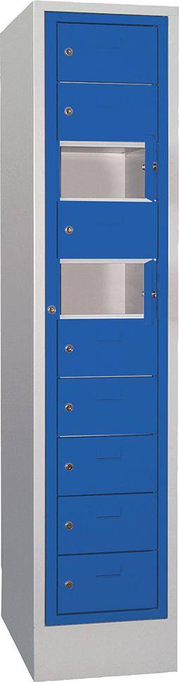 Schließfachschrank H1850xB400xT500 mm 1x10 Fächer, Sockel RAL 7035/5010 - Artikel: 7830354457
