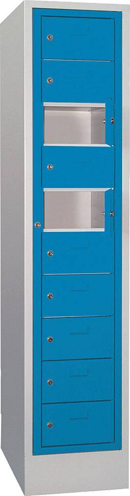 Schließfachschrank H1850xB400xT500 mm 1x10 Fächer, Sockel RAL 7035/5012 - Artikel: 7830354458