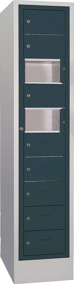 Schließfachschrank H1850xB400xT500 mm 1x10 Fächer, Sockel RAL 7035/7016 - Artikel: 7830354459