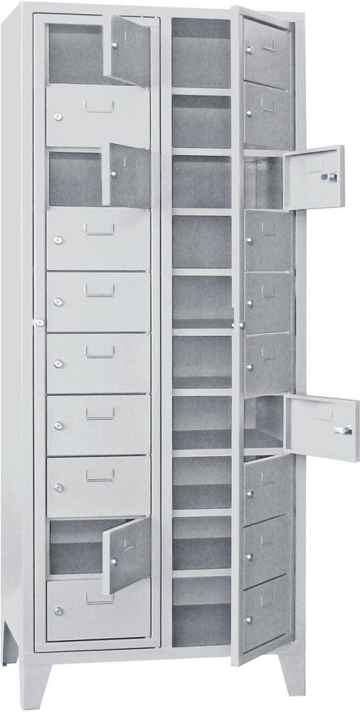 Schließfachschrank H1850xB770xT500 mm 2x10 Fächer, Füße RAL 7035 - Artikel: 7830354460