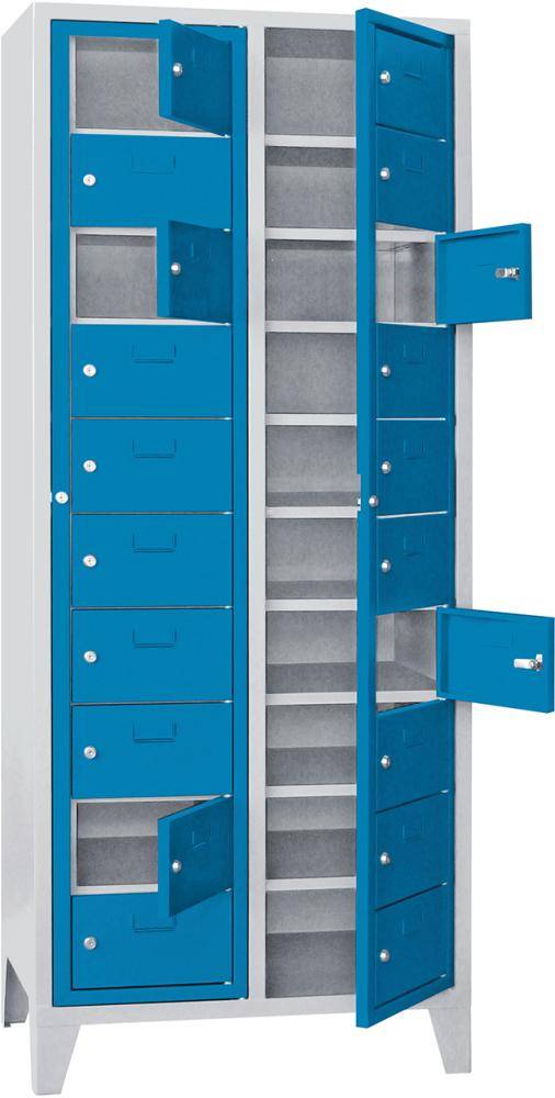 Schließfachschrank H1850xB770xT500 mm 2x10 Fächer, Füße RAL 7035/5012 - Artikel: 7830354462