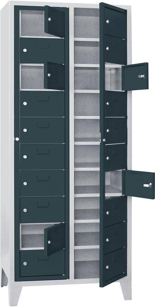 Schließfachschrank H1850xB770xT500 mm 2x10 Fächer, Füße RAL 7035/7016 - Artikel: 7830354463
