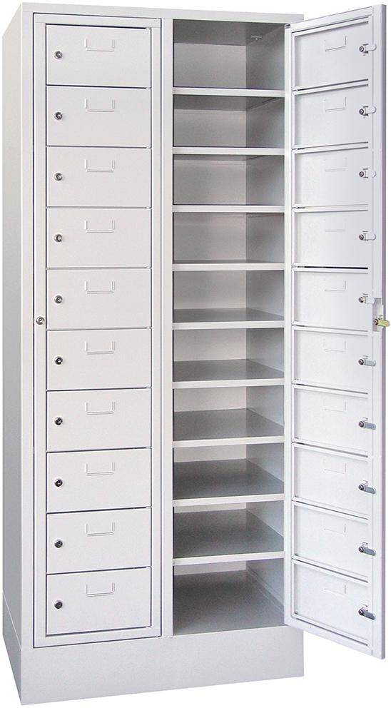 Schließfachschrank H1850xB770xT500 mm 2x10 Fächer, Sockel RAL 7035 - Artikel: 7830354464