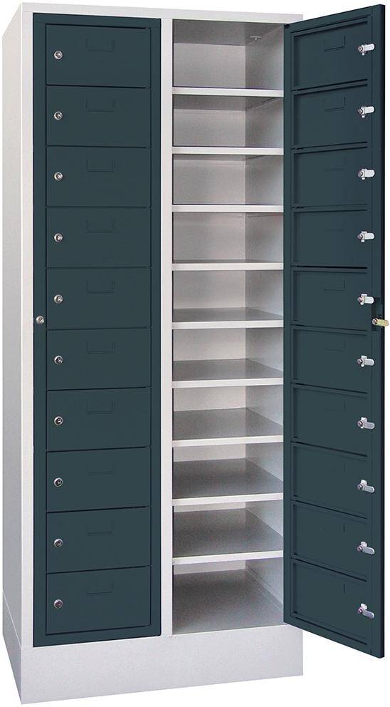 Schließfachschrank H1850xB770xT500 mm 2x10 Fächer, Sockel RAL 7035/7016 - Artikel: 7830354467