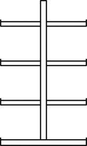 Kragarmregal M Anbaufeld B1000xT2x600xH2000 mm doppelseitig RAL 5010 2x4 Arme Traglast 355kg